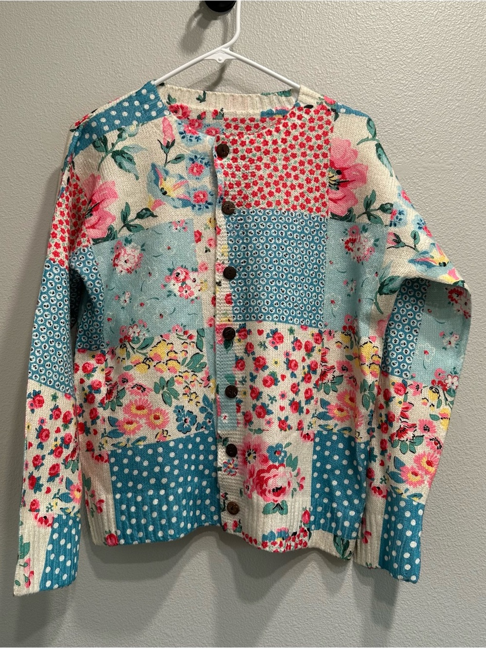 SHEIN Floral Patchwork Button-Front Cardigan ,size S but it is oversized